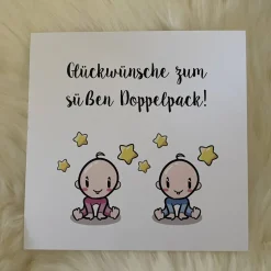 Glückwunschkarte zur Geburt, Versand direkt an die Beschenkten mit Ihrem Wunschtext, Lieferadresse