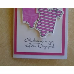 Glückwunschkarte zur Geburt Taufe Zwillinge Mädchen Body Geburtskarte Babykarte Glückwunsch Grußkarte