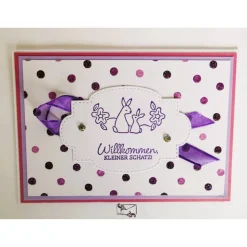 Glückwunschkarte zur Geburt/Taufe eines Mädchen, 3D , Rosa-Pink, Handarbeit