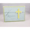 Glückwunschkarte zur Kommunion "Kreuz" in hellblau und limette