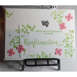 Glückwunschkarte zur Konfirmation mit Taube und Kreuz