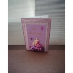 Glückwunschkarte zur Konfirmation, lila,Kerze
