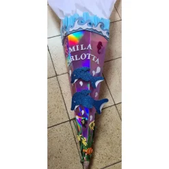 Glitzer-Delpin Schultüte Zuckertüte als DIY Set oder in handarbeit hergestellt-personalisiert, individuell