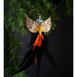 Glitzernder Federengel handgemacht – Unikat Weihnachtsdeko mit Glasperle, schwebend