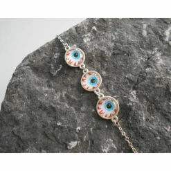 Glubschaugen Horror Zombie cabochon   Armband versilbert