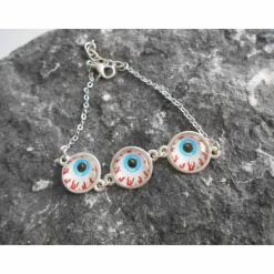 Glubschaugen Horror Zombie cabochon   Armband versilbert