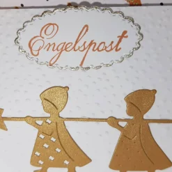 goldene Engel bringen Weihnachts-Sterne handgefertigte Weihnachtskarte mit Grüßen