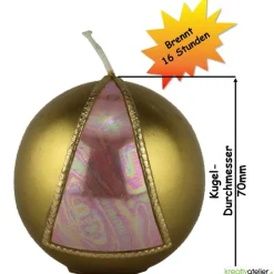 Goldene Weihnachtskerze mit rosafarbigem Dreieck