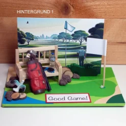 Golf Geldgeschenk 3D Karte – Personalisierbarer Gutschein für Golfkurs & Golfzubehör