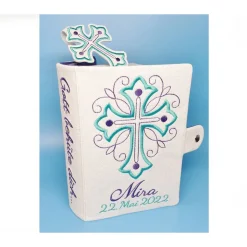 Gotteslob Buchhülle aus Glitzer-Kunstleder Geschenk zur Kommunion