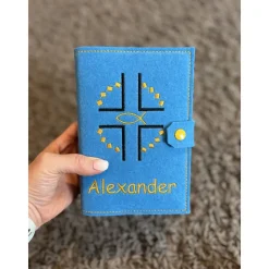 Gotteslob Hülle Kreuz mit Ornament Gotteslobhülle großer Fisch mit Name und Datum - Normalausgabe - Kommunion