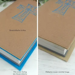 Gotteslobhülle & Bibelhülle aus Filz – personalisiert mit Namen & Kreuz – Geschenk zur Kommunion & Konfirmation
