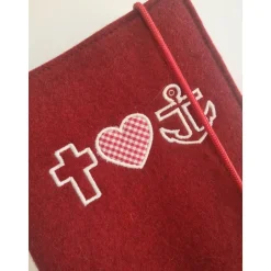 Gotteslobhülle aus 100% Wollfilz, Glaube, Hoffnung, Liebe