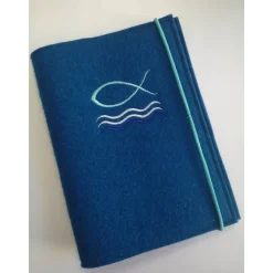 Gotteslobhülle aus 100% Wollfilz mit Motiv Fisch