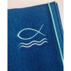 Gotteslobhülle aus 100% Wollfilz mit Motiv Fisch
