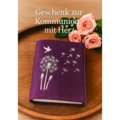 Gotteslobhülle aus Wollfilz mit Pusteblume & Name – personalisiertes Geschenk zur Kommunion, Konfirmation oder Taufe