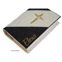 Gotteslobhülle, Bibelhülle aus Filz, anthrazit, mit Namen, tolle Geschenkidee zur Kommunion, Konfirmation oder Firmung