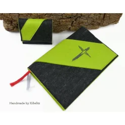 Gotteslobhülle, Bibelhülle aus Filz, anthrazit, mit Namen, tolle Geschenkidee zur Kommunion, Konfirmation oder Firmung