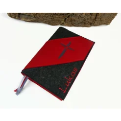 Gotteslobhülle, Bibelhülle aus Filz, anthrazit, mit Namen, tolle Geschenkidee zur Kommunion, Konfirmation oder Firmung