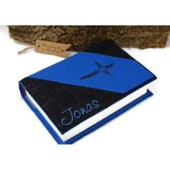 Gotteslobhülle, Bibelhülle aus Filz, anthrazit, mit Namen, tolle Geschenkidee zur Kommunion, Konfirmation oder Firmung