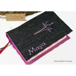 Gotteslobhülle Bibelhülle mit eingesticktem Namen und Kreuz, Geschenk zur Kommunion Konfirmation