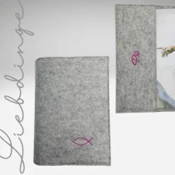 Gotteslobhülle Filz ICHTYS FISCH Einband Gesangbuch *personalisierbar  KL220