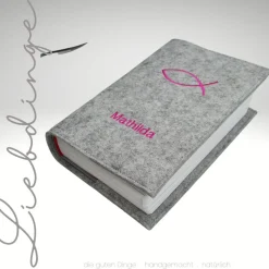 Gotteslobhülle Filz ICHTYS NAME Einband Gesangbuch  personalisierbar  KL226