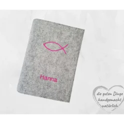 Gotteslobhülle Filz ICHTYS NAME Einband Gesangbuch  personalisierbar KL207