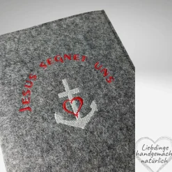 Gotteslobhülle Filz JESUS SEGNET UNS Glaubensanker Einband Gesangbuch  KL221