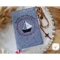 Gotteslobhülle Filz Kommunion 2025 kommt her und esst! personalisierbar Einband Handgemachte Filzhülle Boot