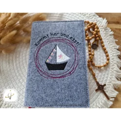 Gotteslobhülle Filz Kommunion 2025 kommt her und esst! personalisierbar Einband Handgemachte Filzhülle Boot