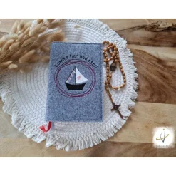 Gotteslobhülle Filz Kommunion 2025 kommt her und esst! personalisierbar Einband Handgemachte Filzhülle Boot