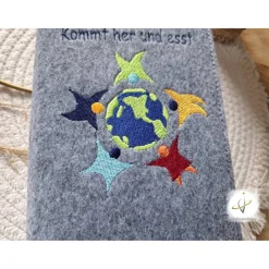 Gotteslobhülle Filz  Kommunion 2025 personalisierbar Jesus mit Kindern 