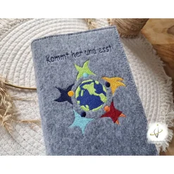 Gotteslobhülle Filz  Kommunion 2025 personalisierbar Jesus mit Kindern 