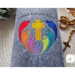 Gotteslobhülle Filz Kommunion 2025 kommt her und esst! personalisierbar Einband Handgemachte Filzhülle Boot