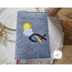 Gotteslobhülle Filz  Kommunion 2025 personalisierbar Jesus mit Kindern 