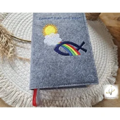 Gotteslobhülle Filz  Kommunion 2025 personalisierbar Jesus mit Kindern 