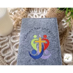 Gotteslobhülle Filz Kommunion 2025 kommt her und esst! personalisierbar Einband Handgemachte Filzhülle Kommunion