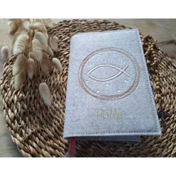 Gotteslobhülle Filz Kommunion 2025 kommt her und esst! personalisierbarer Einband Erstkommunion