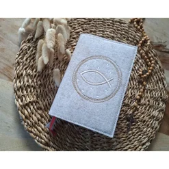 Gotteslobhülle Filz Kommunion 2025 kommt her und esst! personalisierbarer Einband Erstkommunion