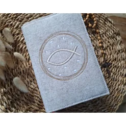 Gotteslobhülle Filz Kommunion 2025 kommt her und esst! personalisierbarer Einband Erstkommunion