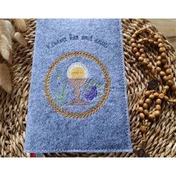 Gotteslobhülle Filz Kommunion 2025 kommt her und esst! personalisierbarer Einband Erstkommunion