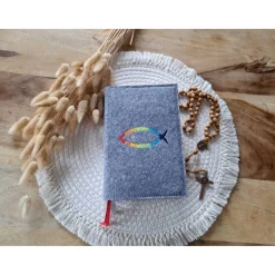 Gotteslobhülle Filz Kommunion 2025 kommt her und esst! personalisierbarer Einband Erstkommunion