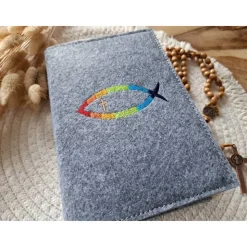 Gotteslobhülle Filz Kommunion 2025 kommt her und esst! personalisierbarer Einband Erstkommunion