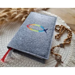 Gotteslobhülle Filz Kommunion 2025 kommt her und esst! personalisierbarer Einband Erstkommunion