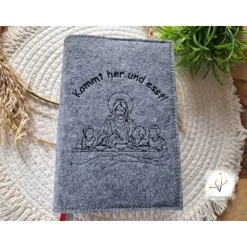 Gotteslobhülle Filz  Kommunion 2025 personalisierbar Jesus mit Kindern 