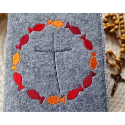 Gotteslobhülle Filz Kommunion 2025 kommt her und esst! personalisierbar Einband Handgemachte Filzhülle