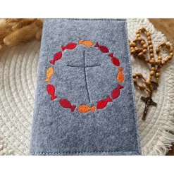 Gotteslobhülle Filz Kommunion 2025 kommt her und esst! personalisierbar Einband Handgemachte Filzhülle