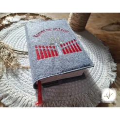 Gotteslobhülle Filz  Kommunion 2025 personalisierbar Jesus mit Kindern rot 