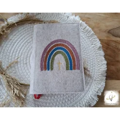 Gotteslobhülle Filz  Kommunion 2025 personalisierbar Regenbogen 